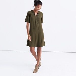 Madewell Novella Green Lace Up Dress